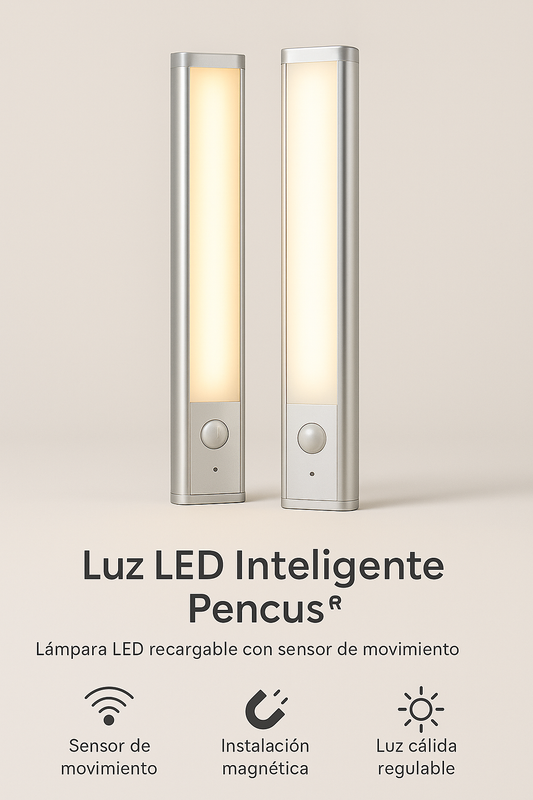 Pencus® Luz LED con Sensor – Iluminación Automática para Cocina, Placard o Escalera